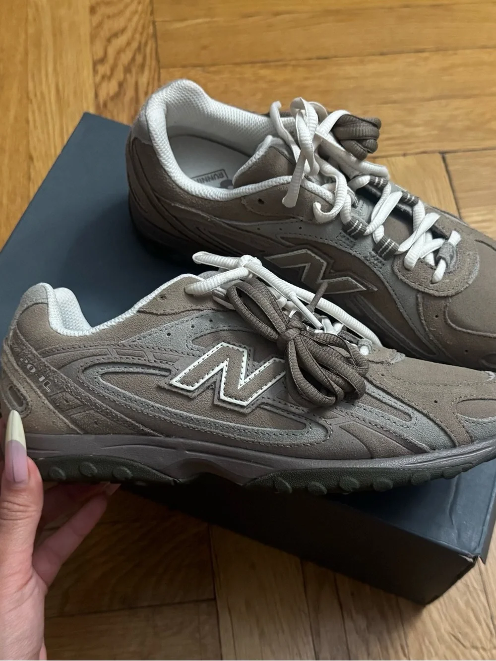 New Balance Men's Taupe Suede & Mesh Sneakers